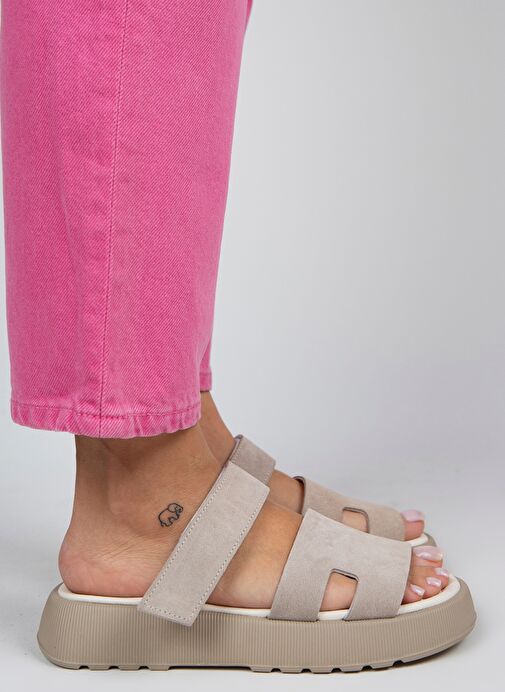 Manijero Bej Kadın Deri Terlik MNJ.031.10 - Görsel 3