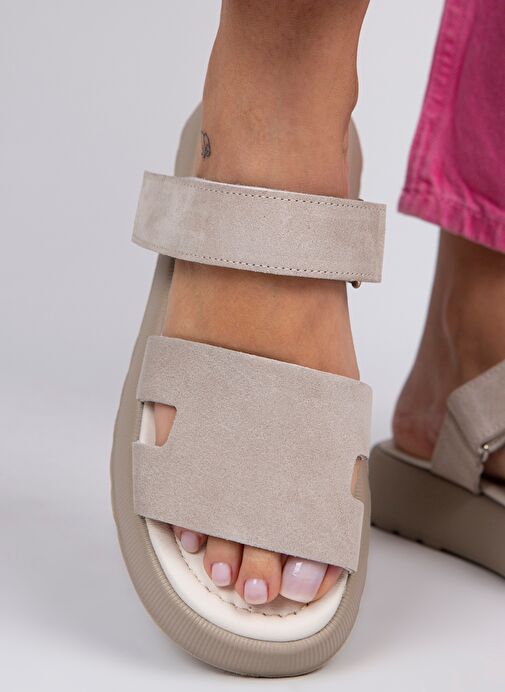 Manijero Bej Kadın Deri Terlik MNJ.031.10 - Görsel 6