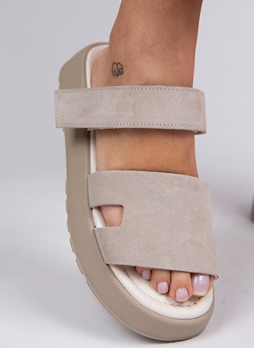 Manijero Bej Kadın Deri Terlik MNJ.031.10 - Görsel 7