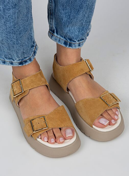 Manijero Hardal Kadın Süet Sandalet MNJ.032.07 - Görsel 4