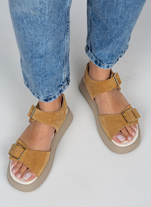 Manijero Hardal Kadın Süet Sandalet MNJ.032.07 - Görsel 7