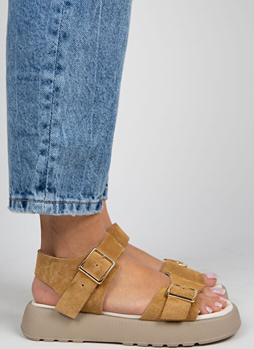 Manijero Hardal Kadın Süet Sandalet MNJ.032.07 - Görsel 3