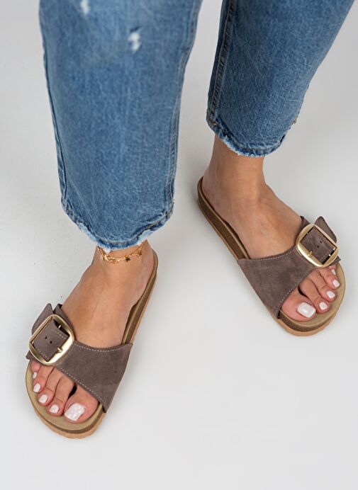 Manijero Kahverengi Kadın Deri Terlik MNJ.022.06 - Görsel 3