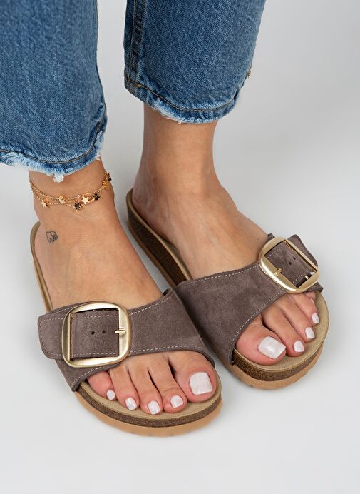 Manijero Kahverengi Kadın Deri Terlik MNJ.022.06 - Görsel 2