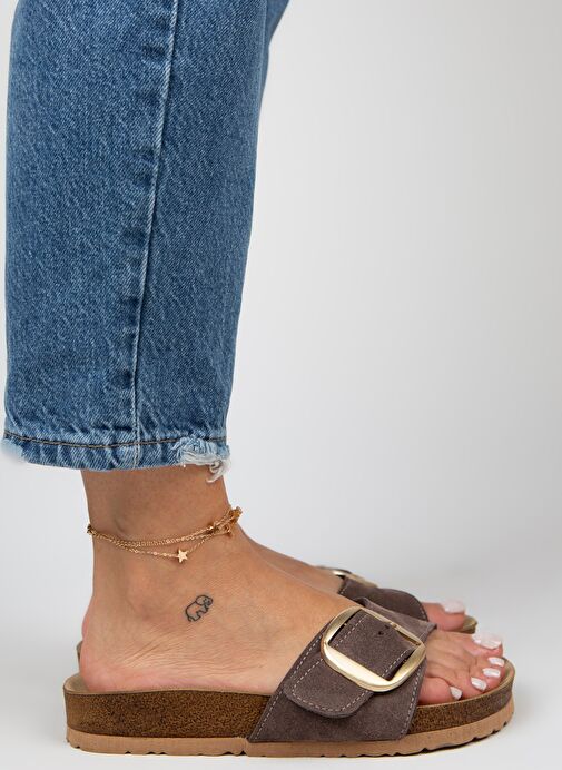 Manijero Kahverengi Kadın Deri Terlik MNJ.022.06 - Görsel 5