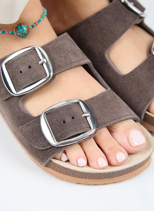 Manijero Kahverengi Kadın Süet Terlik MNJ.010.19 - Görsel 5