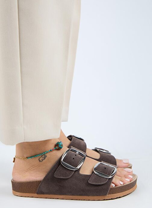 Manijero Kahverengi Kadın Süet Terlik MNJ.010.19 - Görsel 3