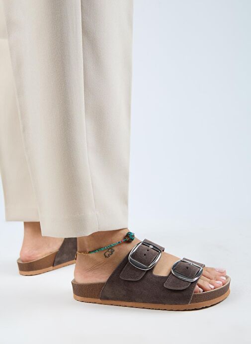 Manijero Kahverengi Kadın Süet Terlik MNJ.010.19 - Görsel 7