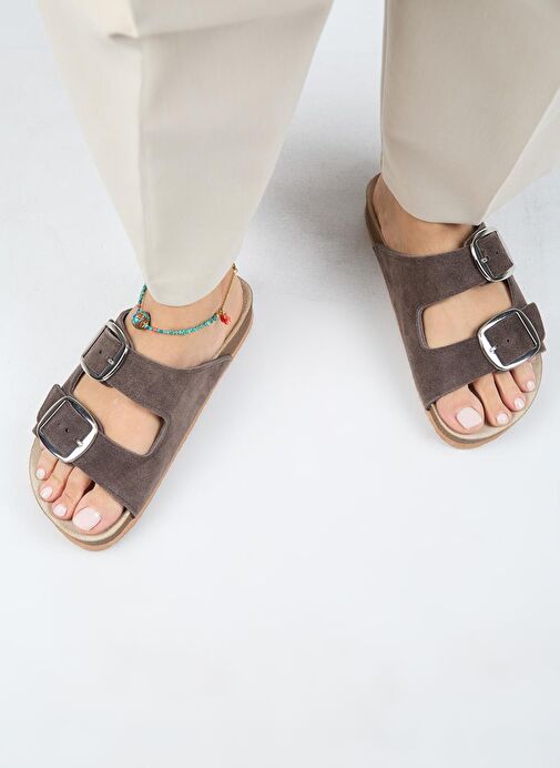 Manijero Kahverengi Kadın Süet Terlik MNJ.010.19 - Görsel 8