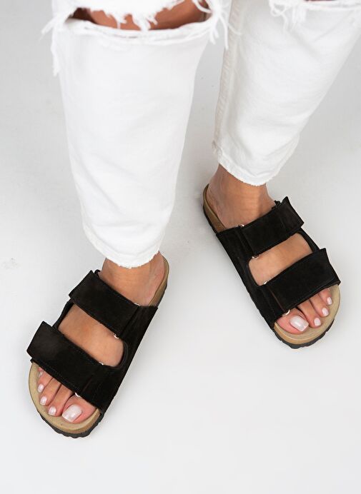 Manijero Siyah Kadın Süet Terlik MNJ.009.09 - Görsel 3