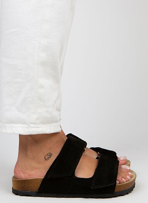 Manijero Siyah Kadın Süet Terlik MNJ.009.09 - Görsel 5