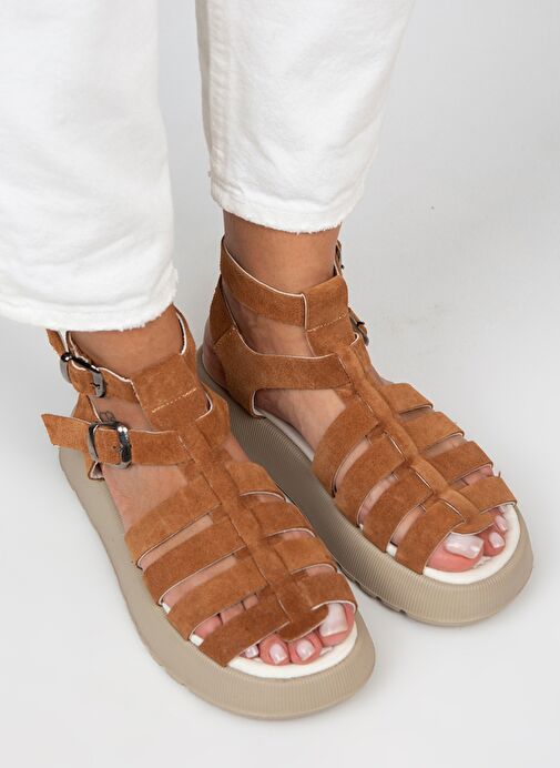 Manijero Açık Taba Kadın Süet Sandalet MNJ.036.04 - Görsel 3