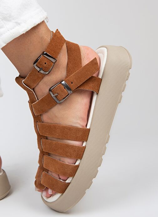 Manijero Açık Taba Kadın Süet Sandalet MNJ.036.04 - Görsel 7