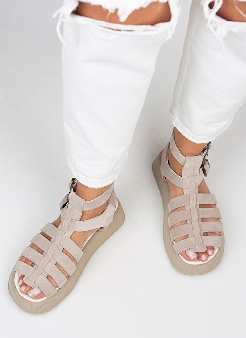 Manijero Bej Kadın Süet Sandalet MNJ.036.05 - Görsel 8