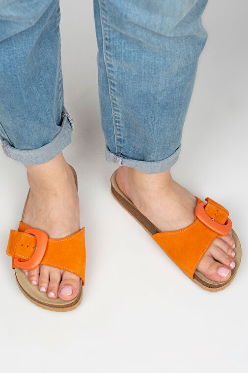 Manijero Turuncu Kadın Süet Terlik MNJ.001.11 - Görsel 4