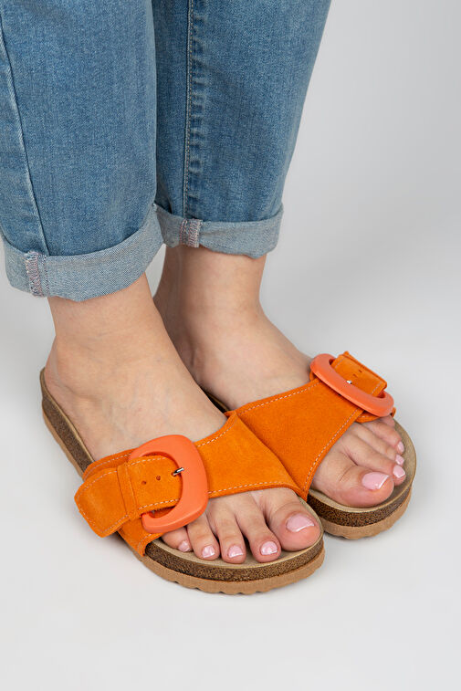 Manijero Turuncu Kadın Süet Terlik MNJ.001.11 - Görsel 5