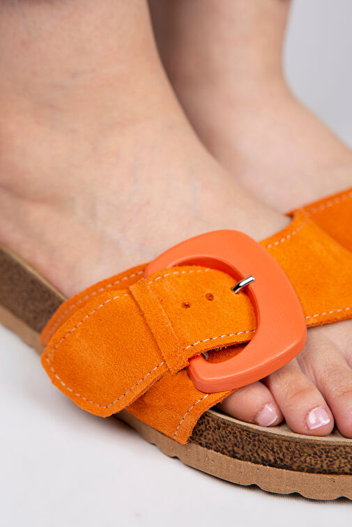 Manijero Turuncu Kadın Süet Terlik MNJ.001.11 - Görsel 6