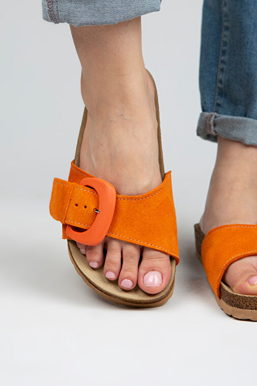 Manijero Turuncu Kadın Süet Terlik MNJ.001.11 - Görsel 7