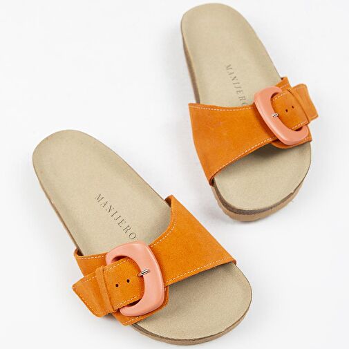 Manijero Turuncu Kadın Süet Terlik MNJ.001.11 - Görsel 9