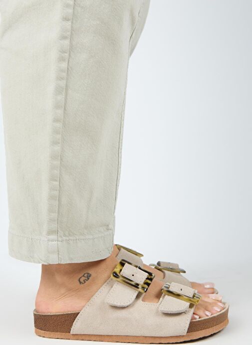 Manijero Bej Kadın Süet Terlik MNJ.037.02 - Görsel 3