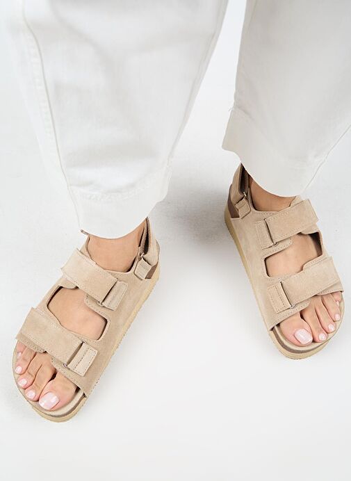 Manijero Bej Kadın Süet Sandalet MNJ.041.02 - Görsel 8