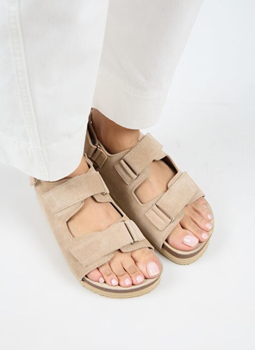 Manijero Bej Kadın Süet Sandalet MNJ.041.02 - Görsel 4