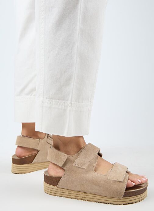 Manijero Bej Kadın Süet Sandalet MNJ.041.02 - Görsel 7