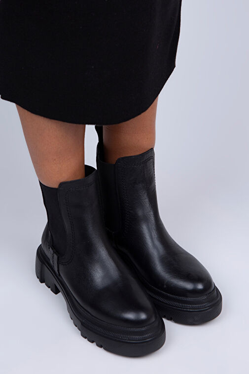 Manijero Emma Kadın Hakiki Deri Çift Taraf Lastikli Siyah Bot - Görsel 4