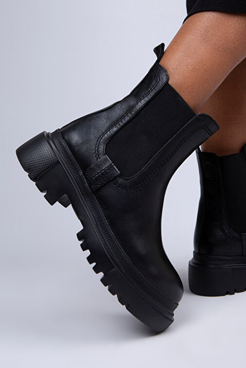 Manijero Emma Kadın Hakiki Deri Çift Taraf Lastikli Siyah Bot - Görsel 6