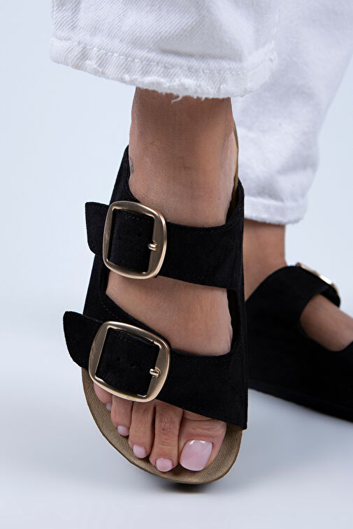 Manijero Siyah Kadın Süet Terlik MNJ.010.25 - Görsel 7