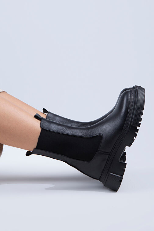 Manijero Gitana Kadın Hakiki Deri Çift Taraf Lastikli Siyah Bot - Görsel 2