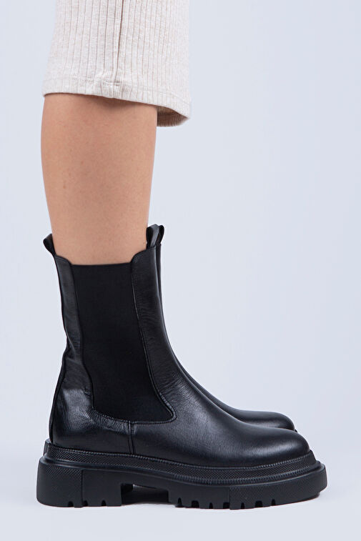 Manijero Gitana Kadın Hakiki Deri Çift Taraf Lastikli Siyah Bot - Görsel 3