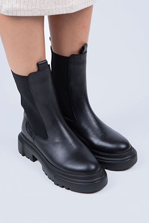 Manijero Gitana Kadın Hakiki Deri Çift Taraf Lastikli Siyah Bot - Görsel 4