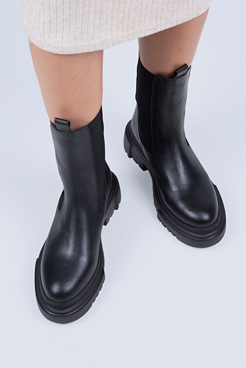 Manijero Gitana Kadın Hakiki Deri Çift Taraf Lastikli Siyah Bot - Görsel 7