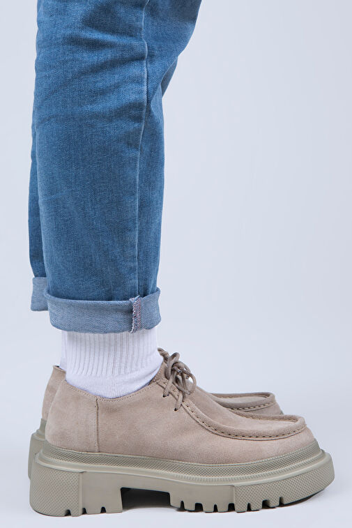 Manijero Bej Kadın Süet Günlük Ayakkabı MNJ.065.01 - Görsel 2