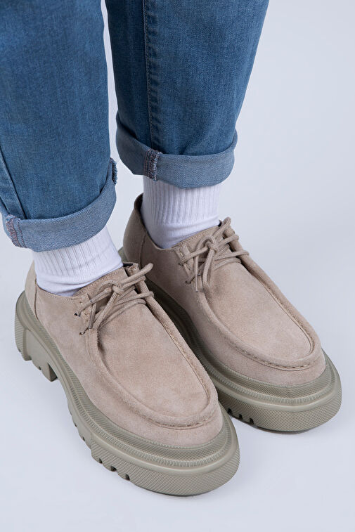 Manijero Bej Kadın Süet Günlük Ayakkabı MNJ.065.01 - Görsel 4