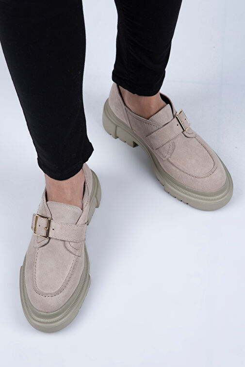 Manijero Bej Kadın Süet Ayakkabı MNJ.071.01 - Görsel 3