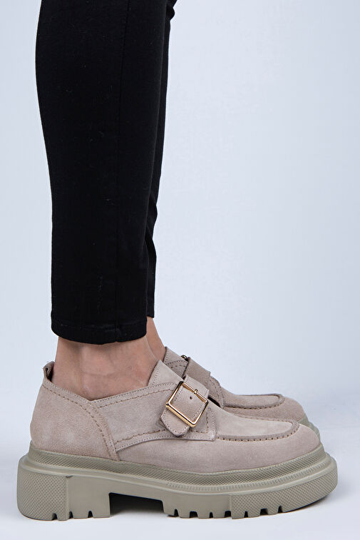 Manijero Bej Kadın Süet Ayakkabı MNJ.071.01 - Görsel 2