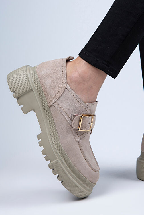 Manijero Bej Kadın Süet Ayakkabı MNJ.071.01 - Görsel 4