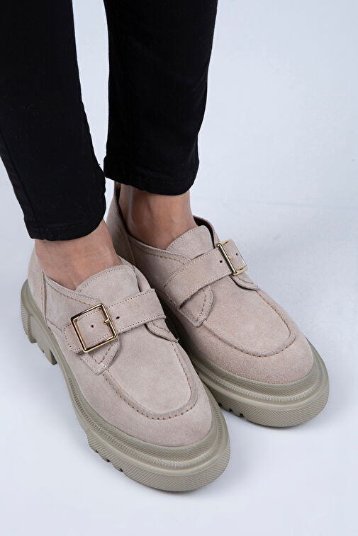 Manijero Bej Kadın Süet Ayakkabı MNJ.071.01 - Görsel 5