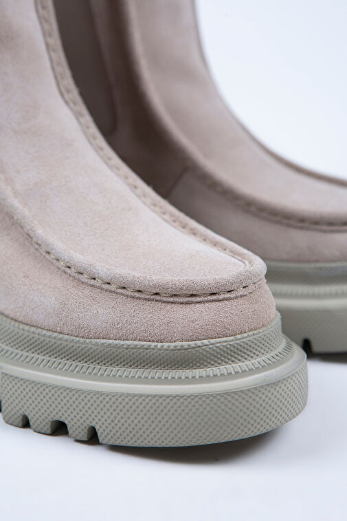 Manijero Agnes Kadın Hakiki Deri Çift Taraf Lastikli Bej Süet Bot - Görsel 5