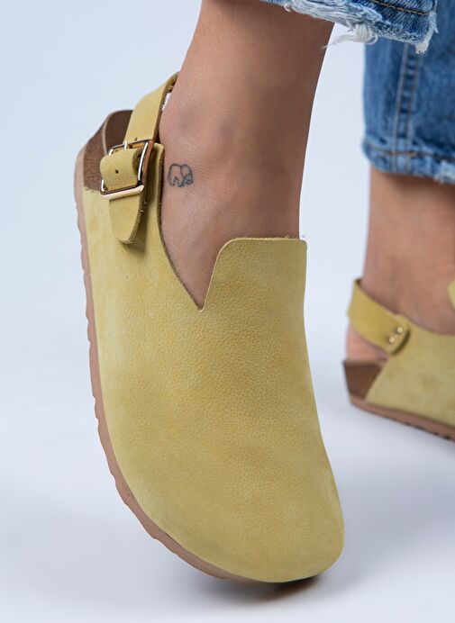 Manijero Sarı Kadın Deri Sandalet MNJ.076.01 - Görsel 6