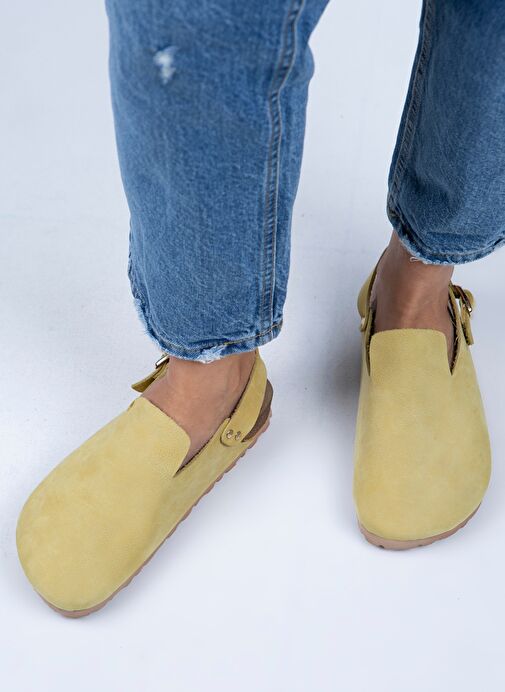 Manijero Sarı Kadın Deri Sandalet MNJ.076.01 - Görsel 2