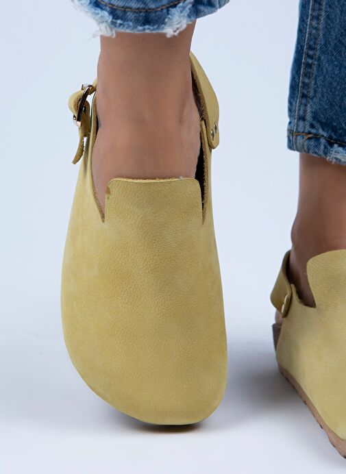Manijero Sarı Kadın Deri Sandalet MNJ.076.01 - Görsel 7