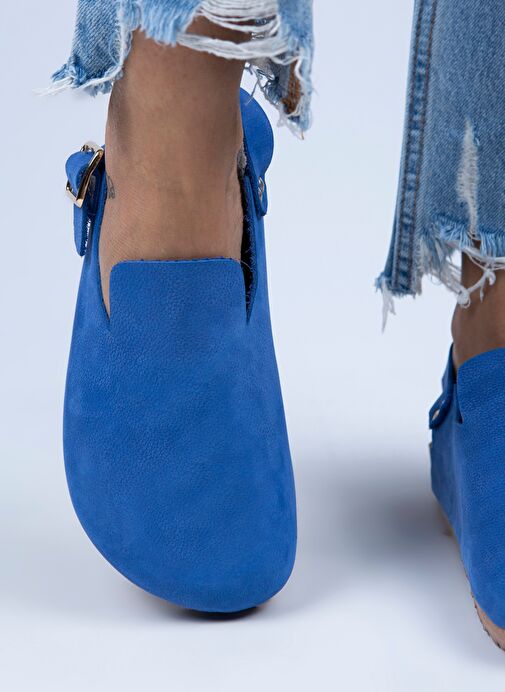 Manijero Mavi Kadın Deri Sandalet MNJ.076.04 - Görsel 6