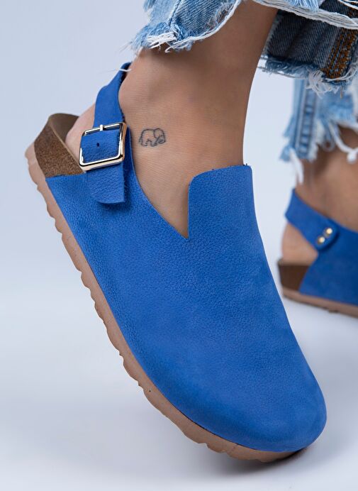 Manijero Mavi Kadın Deri Sandalet MNJ.076.04 - Görsel 5