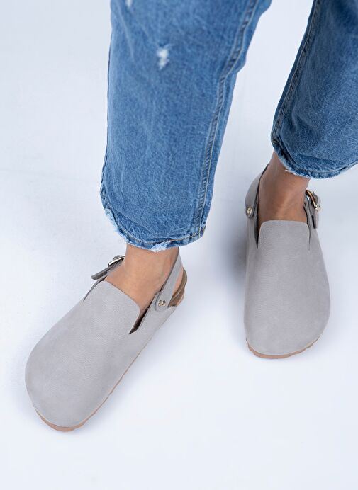 Manijero Açık Gri Kadın Deri Sandalet MNJ.076.06 - Görsel 2