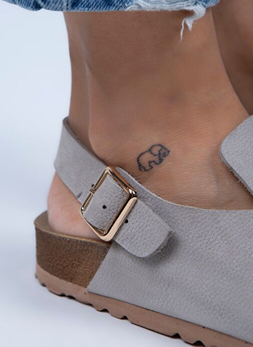 Manijero Açık Gri Kadın Deri Sandalet MNJ.076.06 - Görsel 5