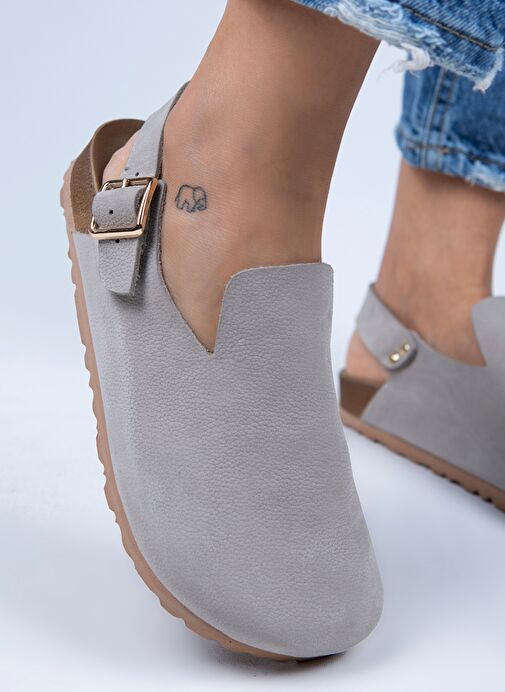 Manijero Açık Gri Kadın Deri Sandalet MNJ.076.06 - Görsel 6