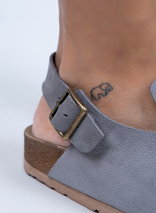 Manijero Gri Kadın Deri Sandalet MNJ.076.08 - Görsel 5